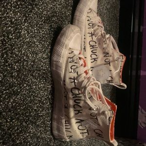 cream converse with orange inside and bottom size 5 in you at 7 in women